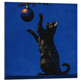 Gallery Print Katze spielt mit einem Weihnachtsball