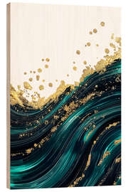 Holzbild Abstract Alchemy - Golden Wave - Philippe HUGONNARD