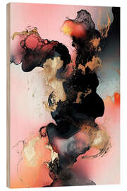 Holzbild Abstract Alchemy - Obsidian Bloom V - Philippe HUGONNARD