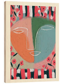 Holzbild Träume in Koralle und Salbei - Branka Kodžoman