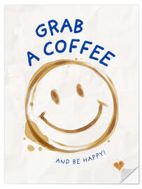 Sticker mural Grab a coffee and be happy - Ohkimiko
