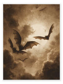 Wandbild Halloween Fliegende Fledermäuse - TAlex