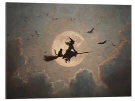 Acrylglasbild Hexe fliegt auf einem Besen - TAlex