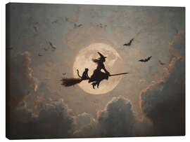 Leinwandbild Hexe fliegt auf einem Besen - TAlex