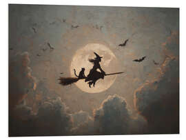 Hartschaumbild Hexe fliegt auf einem Besen - TAlex