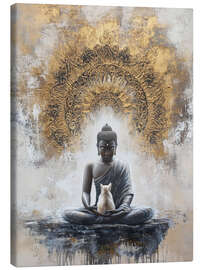 Leinwandbild Meditation mit Katze
