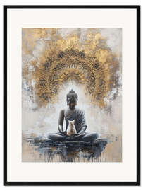 Gerahmter Kunstdruck Meditation mit Katze