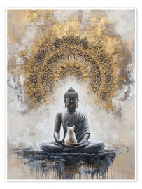 Poster Meditation mit Katze - DejaReve