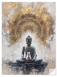 Wandsticker Meditation mit Katze