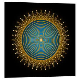 Acrylglasbild Lebensspirale Blau - Golden Spirit Serie