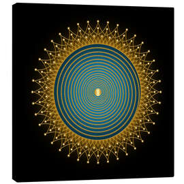 Leinwandbild Lebensspirale Blau - Golden Spirit Serie
