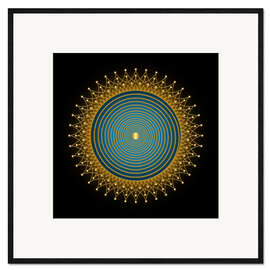 Gerahmter Kunstdruck Lebensspirale Blau - Golden Spirit Serie