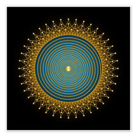 Wandbild Lebensspirale Blau - Golden Spirit Serie - Grafikfreuden