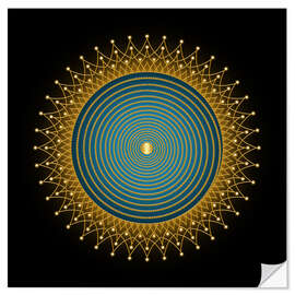 Wandsticker Lebensspirale Blau - Golden Spirit Serie