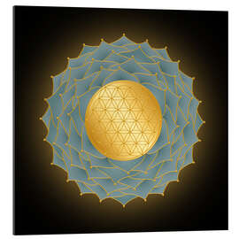 Gallery Print Blume des Lebens Blau - Golden Spirit Serie