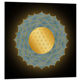 Magnettafel Blume des Lebens Blau - Golden Spirit Serie