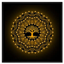 Gerahmter Kunstdruck Baum des Lebens - Golden Spirit Serie - Grafikfreuden