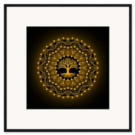 Gerahmter Kunstdruck Baum des Lebens - Golden Spirit Serie