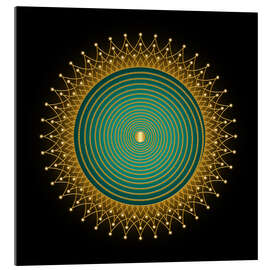 Acrylglasbild Lebensspirale Smaragd - Golden Spirit Serie