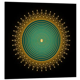 Alubild Lebensspirale Smaragd - Golden Spirit Serie