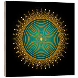 Holzbild Lebensspirale Smaragd - Golden Spirit Serie