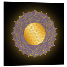 Acrylglasbild Blume des Lebens Lila - Golden Spirit Serie