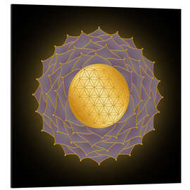 Alubild Blume des Lebens Lila - Golden Spirit Serie