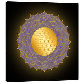 Leinwandbild Blume des Lebens Lila - Golden Spirit Serie