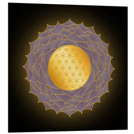 Hartschaumbild Blume des Lebens Lila - Golden Spirit Serie