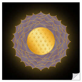 Wandsticker Blume des Lebens Lila - Golden Spirit Serie