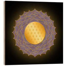 Holzbild Blume des Lebens Lila - Golden Spirit Serie