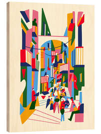 Holzbild Neapel, Straßenansicht