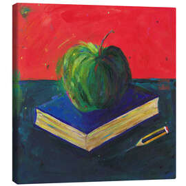 Leinwandbild Apfel und Notizbuch - Dawn Underwood