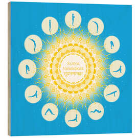 Holzbild Yoga Sonnengruß - Surya Namaskar - Grafikfreuden