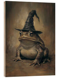 Holzbild Halloween Hexe Kröte - TAlex
