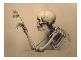 Poster Halloween Totenkopf und Schmetterling