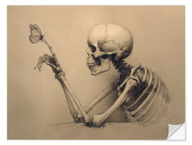 Wandsticker Halloween Totenkopf und Schmetterling