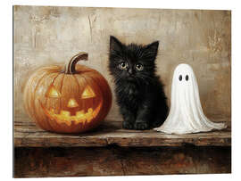 Gallery Print Süßes schwarzes Kätzchen mit Gespenst