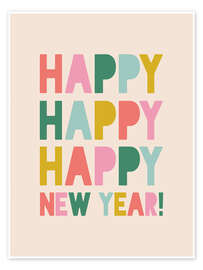 Wandbild Happy happy happy New Year - Emanuela Carratoni