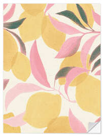 Sticker mural Sweet Lemon Leaves Dance - Emanuela Carratoni