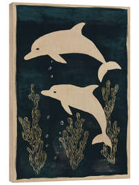 Holzbild Zwei Delfine - ThingDesign