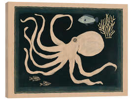 Holzbild Oktopus-Szene