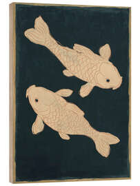 Holzbild Zwei Koi-Karpfen