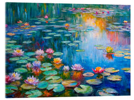 Acrylglasbild Seerosen Gemälde im Monet-Stil - nobelart