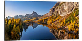 Alubild Sonnenaufgang am Lago di Federa in den Dolomiten - Achim Thomae