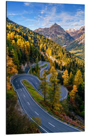 Tableau en aluminium Golden autumn at the Maloja Pass in the Engadin - Achim Thomae