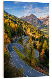 Holzbild Goldener Herbst am Malojapass im Engadin - Achim Thomae