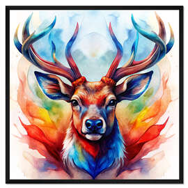 Gerahmter Kunstdruck Majestätischer Hirsch