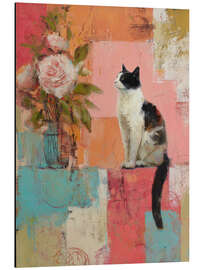 Aluminium print Roses and cat - DejaReve