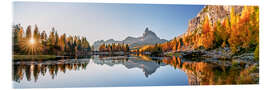 Acrylglasbild Sonneufgang am Lago di Federa in den Dolomiten - Achim Thomae